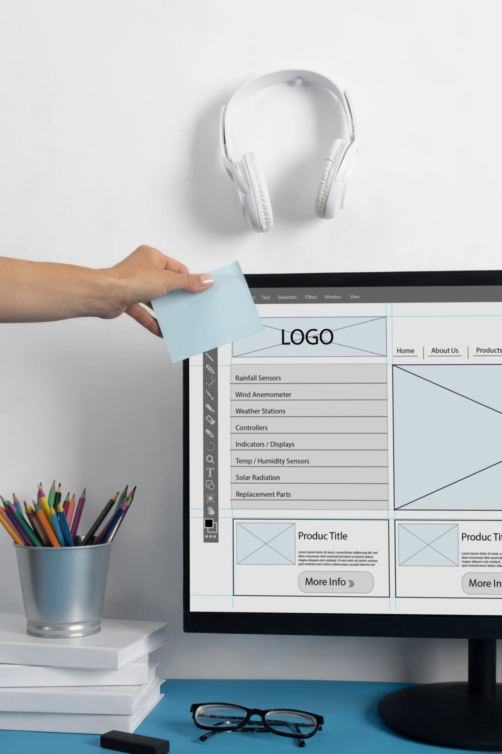 Persona diseñando un wireframe para un sitio web profesional. Servicios de diseño web, SEO y soluciones digitales.